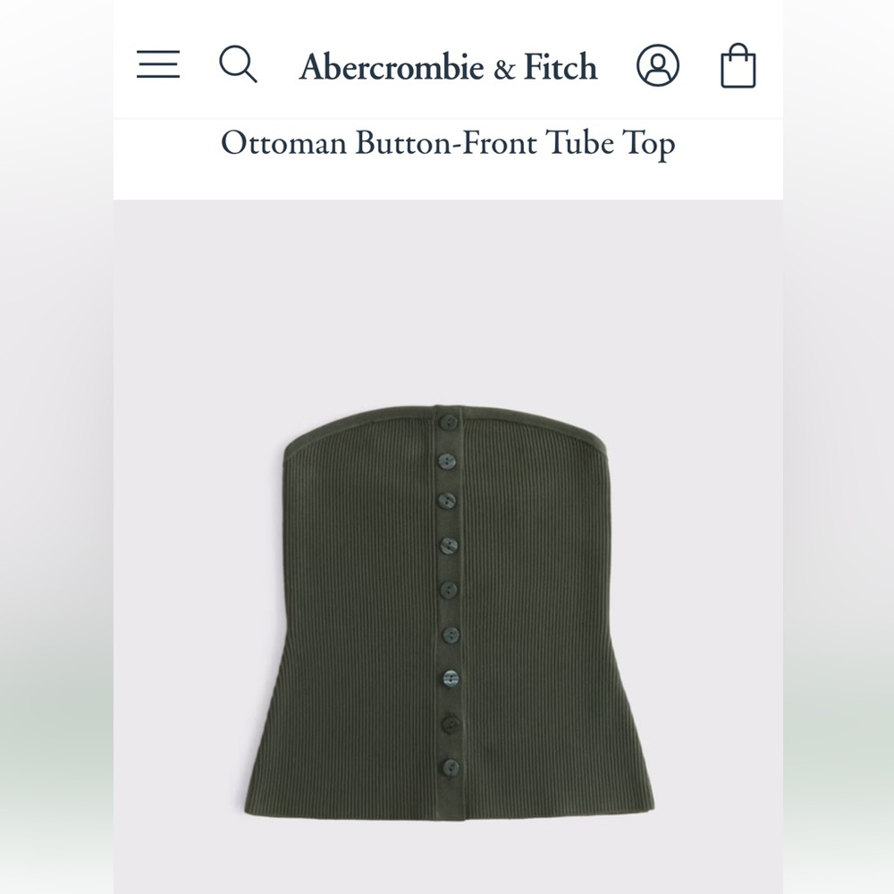 Abercrombie & Fitch Olive Ribbed Button-Front Tube Top brand new!!